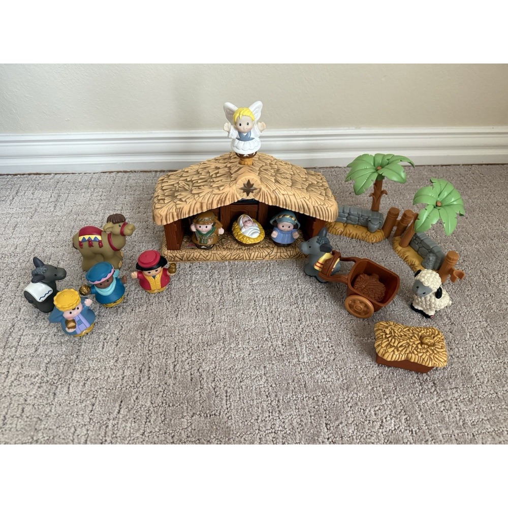 Vtg Fisher-Price Little People Christmas Story Nativity Set Lights & Music 2009